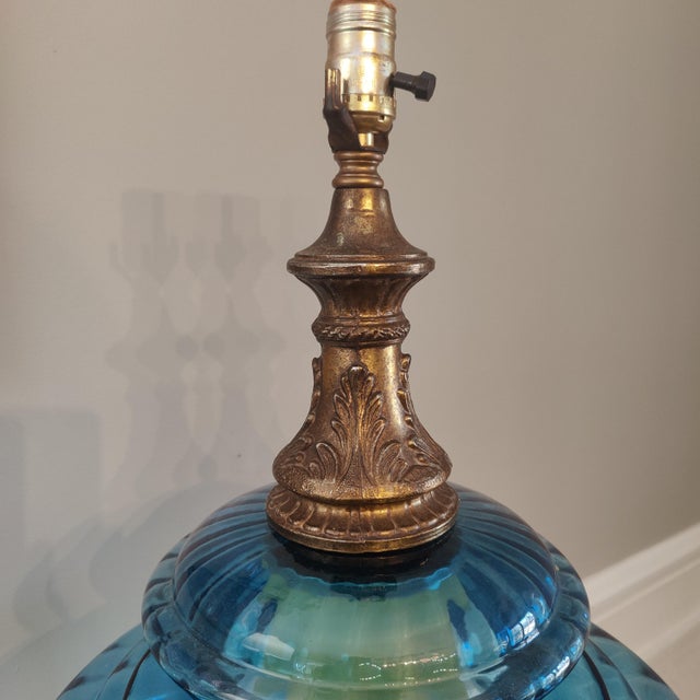 1970s Blue Carl Falkenstein Mid-Century Modern Table Lamps - a Pair For Sale In Charleston - Image 6 of 8