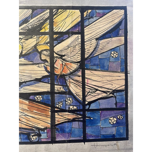 Longaretti, Angels in Prayer, Mixed Media on Cardboard For Sale - Image 6 of 8