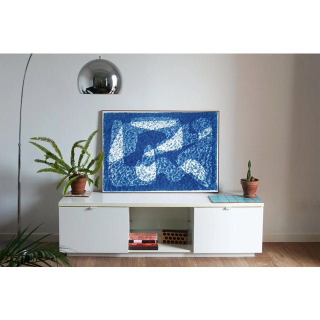 2021 "Mid-Century Shapes Underwater" Contemporary Handmade Cyanotype on Watercolor Paper For Sale In Miami - Image 6 of 9
