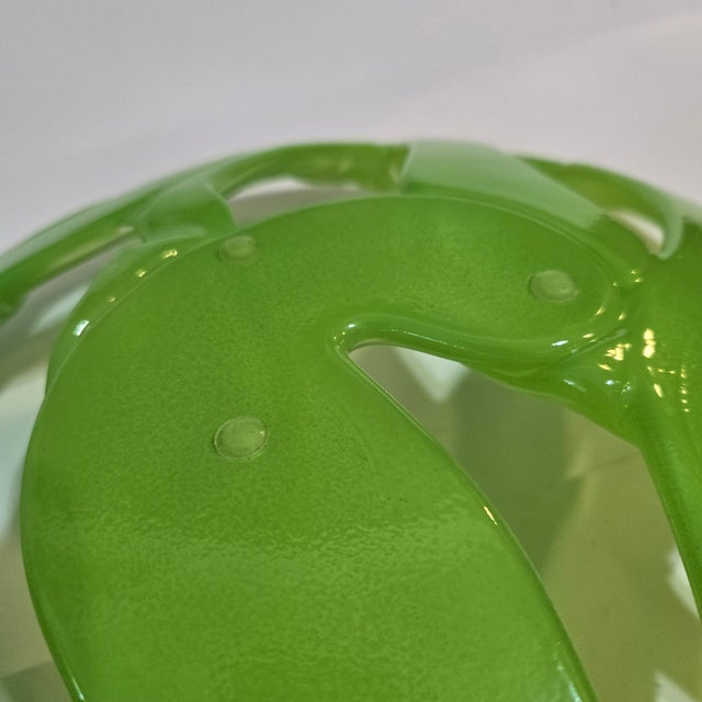 Kosta Boda Art Glass Basket Bowl by Anna Ehrner Sweden Neon Green Modernist New 2000s For Sale In Minneapolis - Image 6 of 8