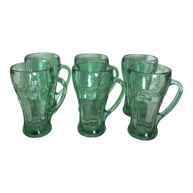 Vintage Green Glass Libby Coca Cola Glasses Set of 6 Chairish