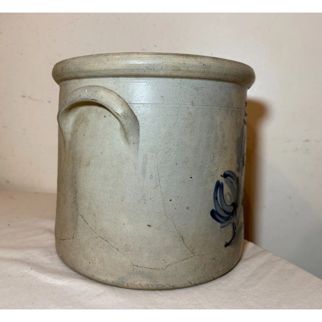 Antique 19th Century Handmade Jacob Zipf Stoneware Crock Union Pottery Nj Jug For Sale - Image 10 of 12