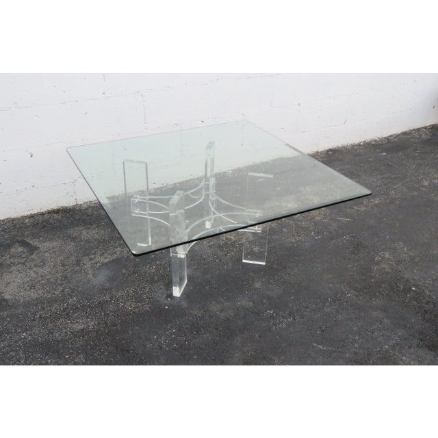 Mid Century Modern Lucite Glass Top Coffee Table For Sale - Image 12 of 13