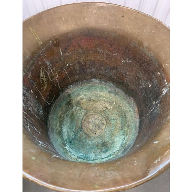 Late 19th Century Copper Urn Planter With Brass Lion-Head Ring Handles For Sale - Image 9 of 11