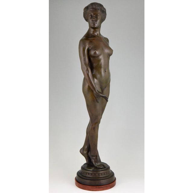 Wood Art Deco Bronze Sculpture of a Standing Nude by Wilhelm Oskar Prack, 1930s For Sale - Image 7 of 9