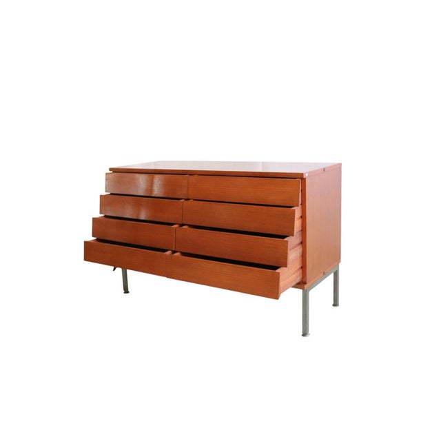 Vintage French Chest of Drawers with Eight Drawers and Steel Base, 1950s For Sale - Image 9 of 10