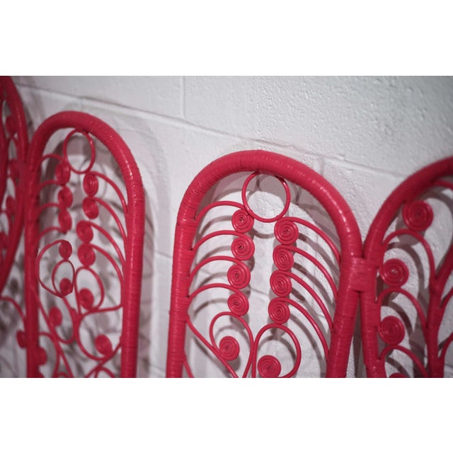Mid Century Boho Chic Rattan Heart Motif Twin Headboards - A Pair For Sale - Image 9 of 10