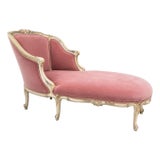 French Provincial Style Dusty Rose Velvet Chaise Lounge For Sale