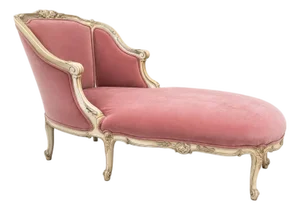 French Provincial Style Dusty Rose Velvet Chaise Lounge