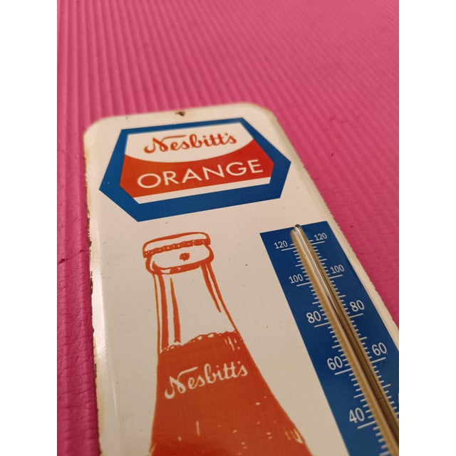 Premium Vintage Style Nesbitt's Orange Soda Bottle Advertising Thermometer Sign For Sale - Image 11 of 13