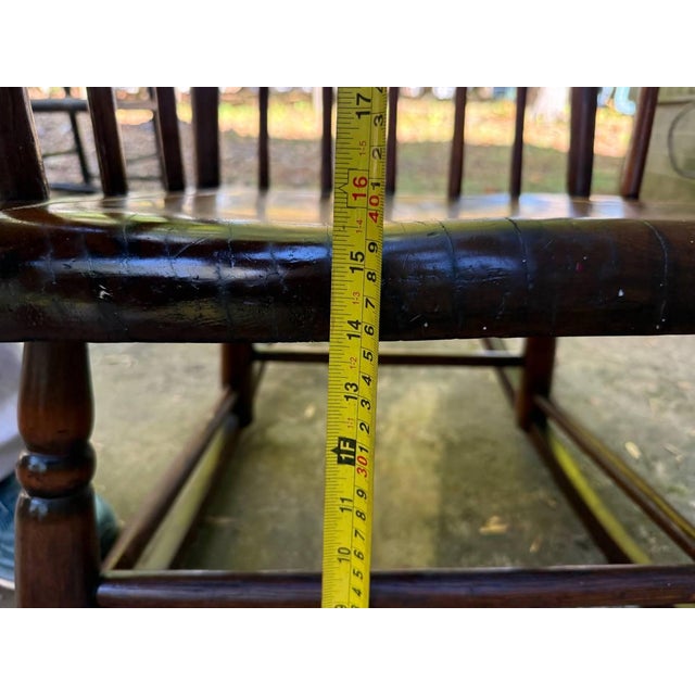 Antique Ealry American Primative Rustic Spindle Back Windsor Style Rocker Chair For Sale - Image 12 of 17
