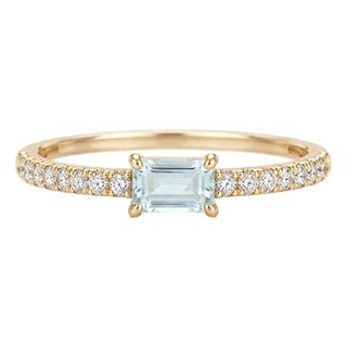 Dainty Aquamarine Stacking Ring | March Birthstone Ring | Wedding Engagement Ring Us 7 (All Sizes Available) For Sale