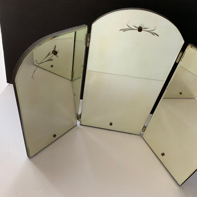 Antique Art Nouveau Trifold Etched Vanity Mirror Chairish
