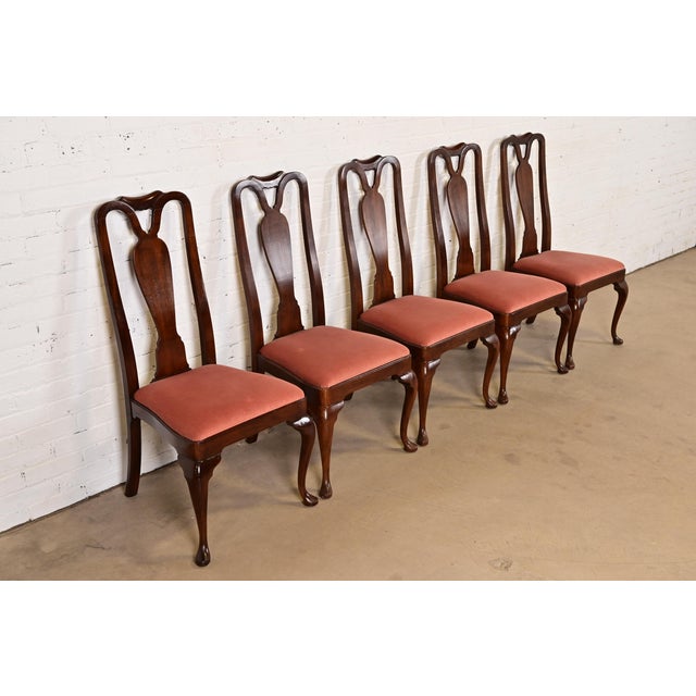 Henredon Queen Anne Solid Mahogany Dining Chairs, Set of Five For Sale - Image 12 of 12