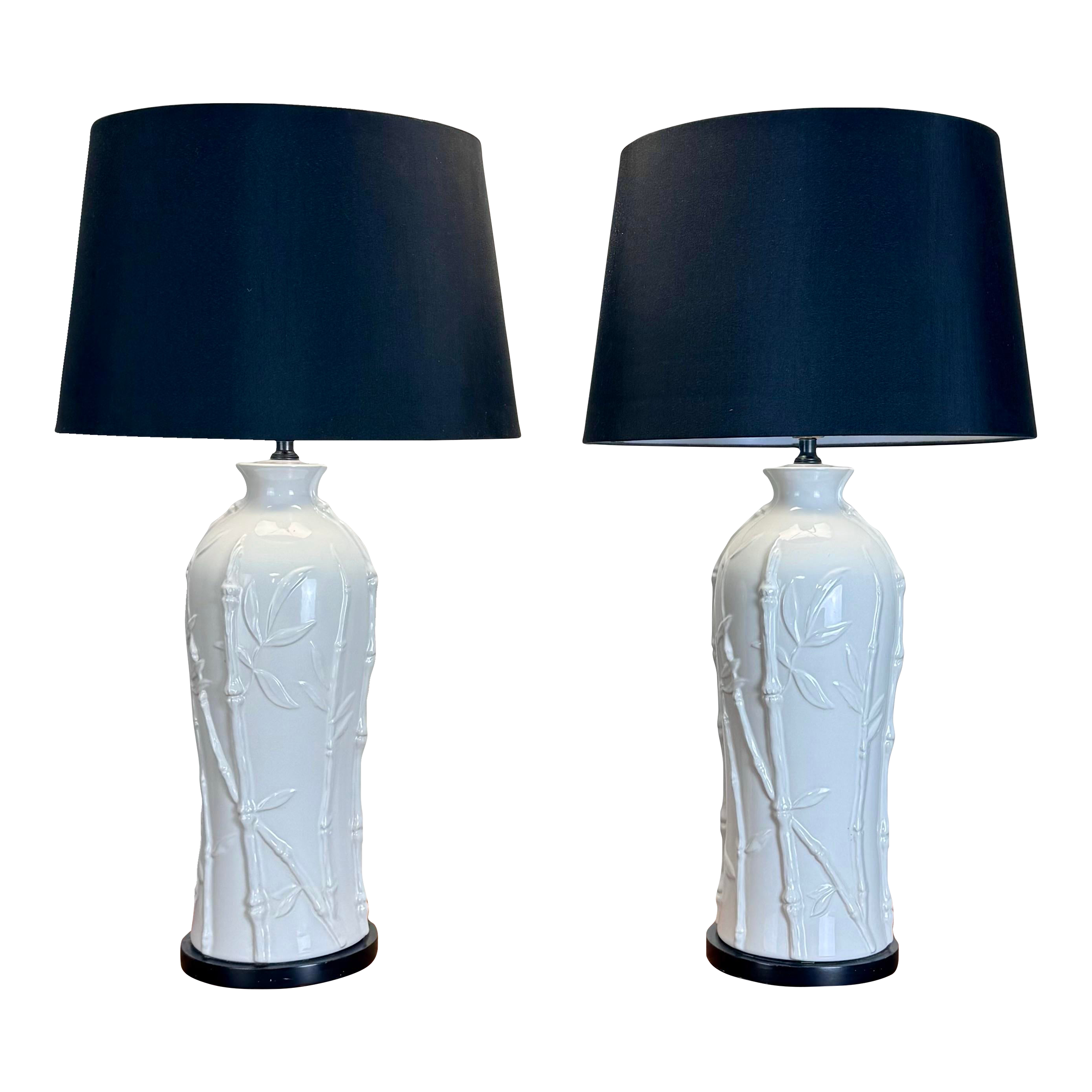 ポンパ様　1本 Mid Century Faux Bamboo White Ceramic Table Lamps by Morris