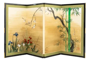 Japanese Bamboo & Orchids 4-Panel Byobu Screen