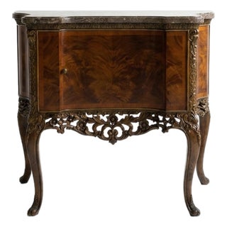 Late 19th Century French Louis XV Style Demilune Console Cabinet With Marble Top For Sale