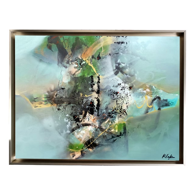 Ovidiu Kloska, Memory with Sacred Letters, Mixed Media on Canvas, Framed For Sale