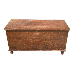 Early 19th Century Antique Pennsylvania Sponge Decorated Grain Painted Blanket Chest With Ball Feet