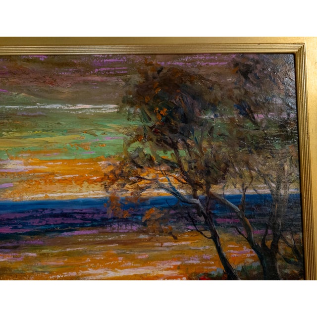 Orange Mid-Century American Impressionist Landscape Painting of Mexico Coast by Walter Bailey For Sale - Image 8 of 15