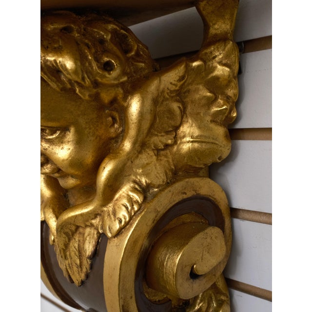 Pair Cherub Gold Finish Wall Sconce Shelves For Sale - Image 9 of 10