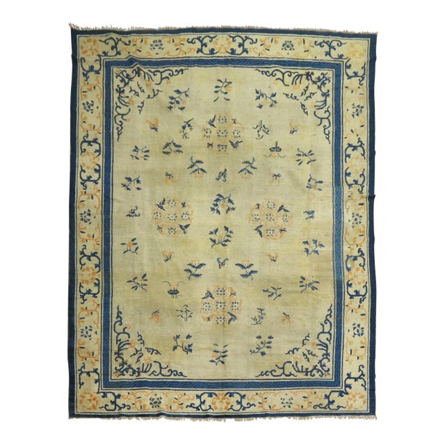 Early 20th Century Orange Pop Chinese Rug , 9'1'' X 11'6'' For Sale