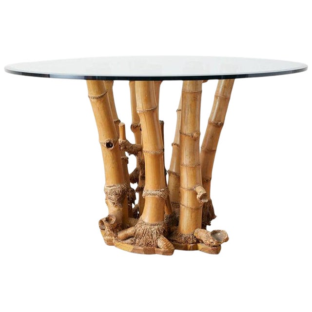 Organic Modern Bamboo Root Glass Top Dining Table Chairish