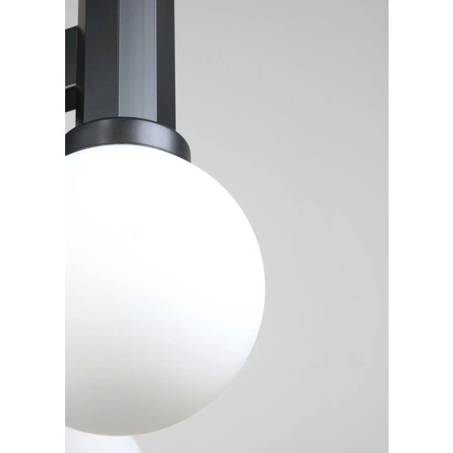 Geometric Black and Opaline Glass Ceiling Lamp For Sale - Image 10 of 12
