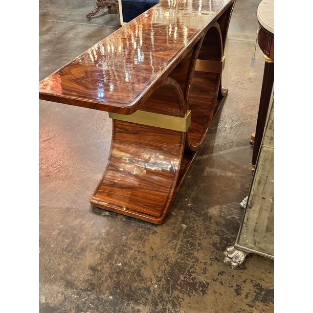 MCM Art Deco Style Black Walnut Console For Sale - Image 9 of 9