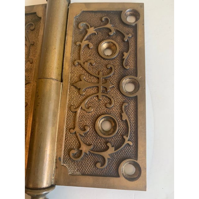 Pair of Fine Victorian Era Decorative Hinges Marked 1870 For Sale - Image 6 of 10