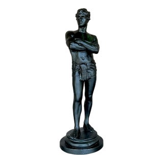 Vintage Boho Plaster Statue of Man For Sale