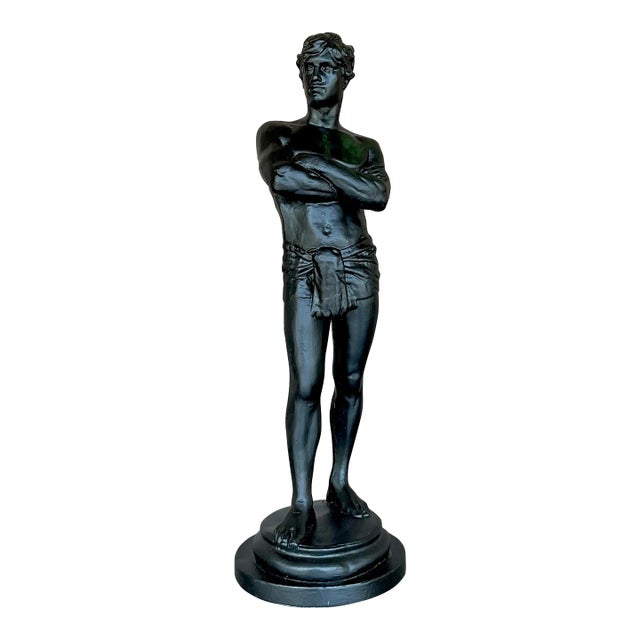 Vintage Boho Plaster Statue of Man For Sale
