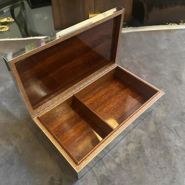 1980s Modern Silver Plated and Brass Luxury Box by Gucci For Sale - Image 13 of 17