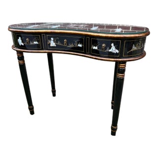 1980s Chinoiserie Kidney Shaped Console Table/Desk For Sale