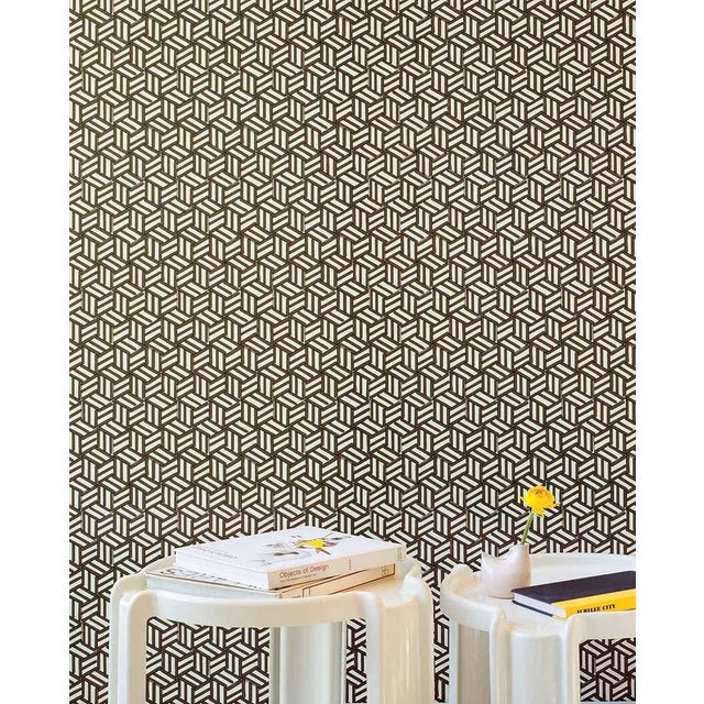Schumacher Sample - Schumacher Tumbling Blocks Wallpaper in Chocolate For Sale - Image 4 of 5