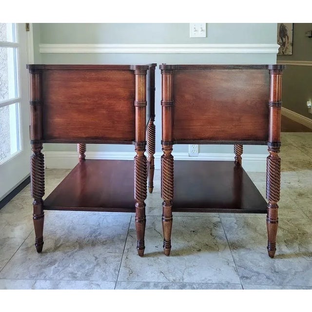 Brown Set of Two Drawer Mahogany Nightstands by Ethan Allen For Sale - Image 8 of 17