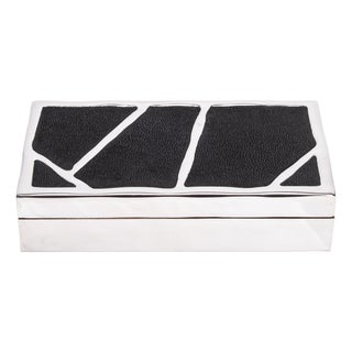 Modern Box in Black Shagreen With Polished Stainless Steel by R&y Augousti For Sale