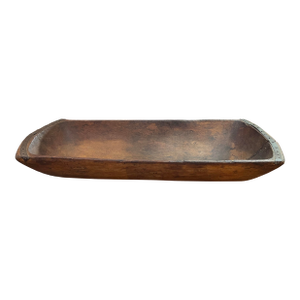 Early 19th Century Large Wood Trencher Bowl With Charming Make Do Repairs
