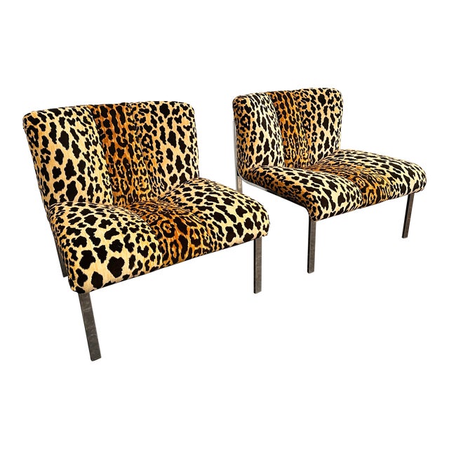 1960s Mid Century Chrome and Upholstered Chairs, a Pair For Sale