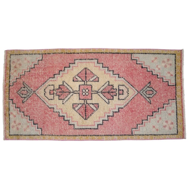 Textile 1970s Vintage Hand Knotted Small Rug Enrtway Mat, Kitchen Bathroom Decor 2x3 Ft Approx For Sale - Image 7 of 14