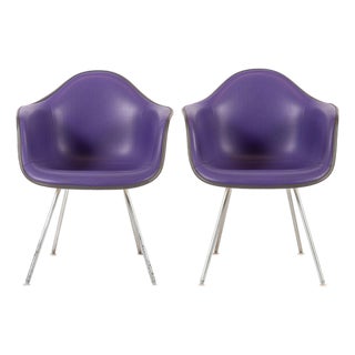 Vintage Mid Century Dax Purple Lounge Chairs by Eames for Herman Miller For Sale