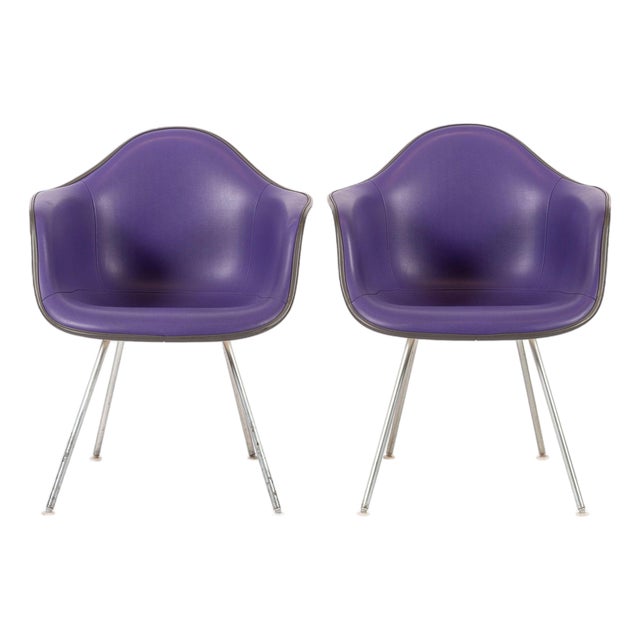 Vintage Mid Century Dax Purple Lounge Chairs by Eames for Herman Miller For Sale