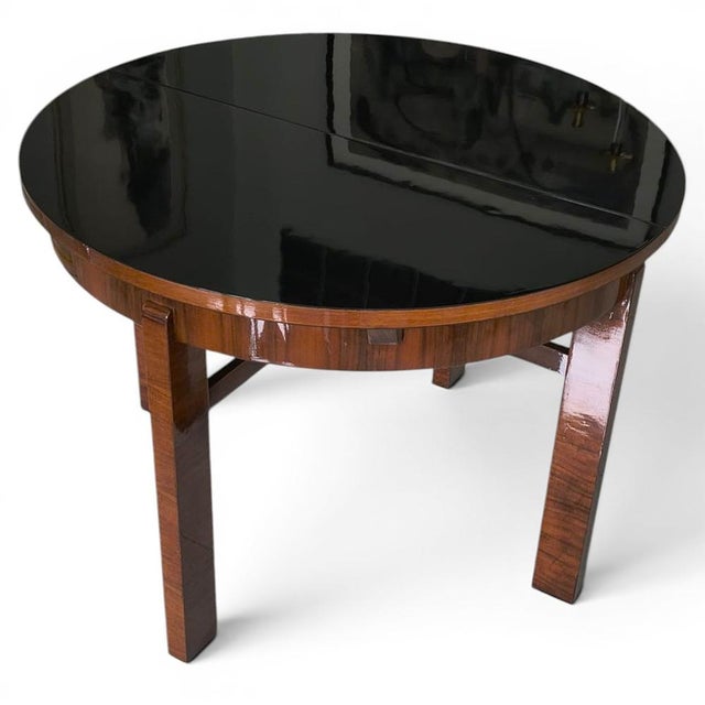 Art Deco Extendable Table with Piano Black Lacquered Top, 1930s For Sale - Image 4 of 10