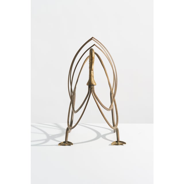 Metal 1960s Neoclassical Brass Swan Magazine Rack, Maison Jansen Style For Sale - Image 7 of 8