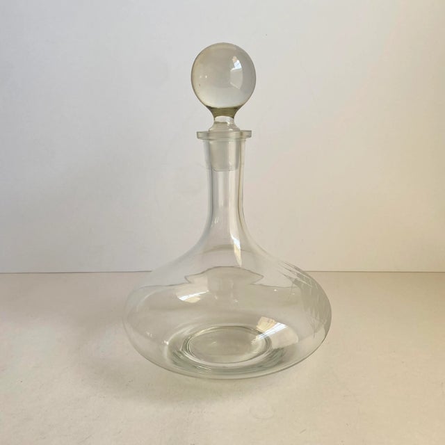 Vintage Etched Glass Ship Decanter Toscany Romania 1960s For Sale - Image 4 of 11