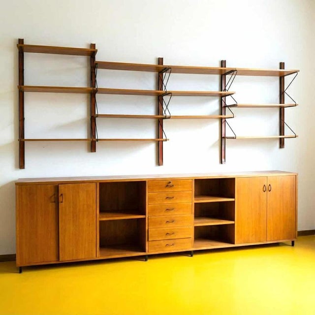 Sideboard with Wall Bookcase, 1970s, Set of 2 For Sale - Image 14 of 14