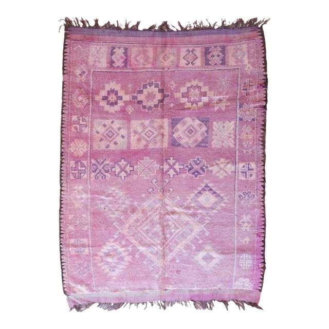 1970s Handwoven Purple Tribal Wool Rug - 8.4 X 6.1 Ft For Sale