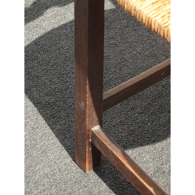 Set of Four Antique French Country Brown Rush Ladderback Chairs For Sale - Image 16 of 18