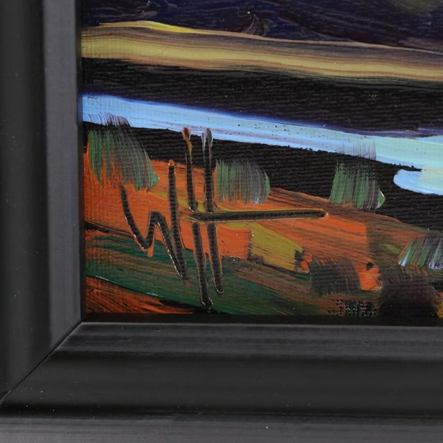 Impressionist William Hawkins Landscape Mountain Sunset Oil on Canvas Board For Sale - Image 3 of 7