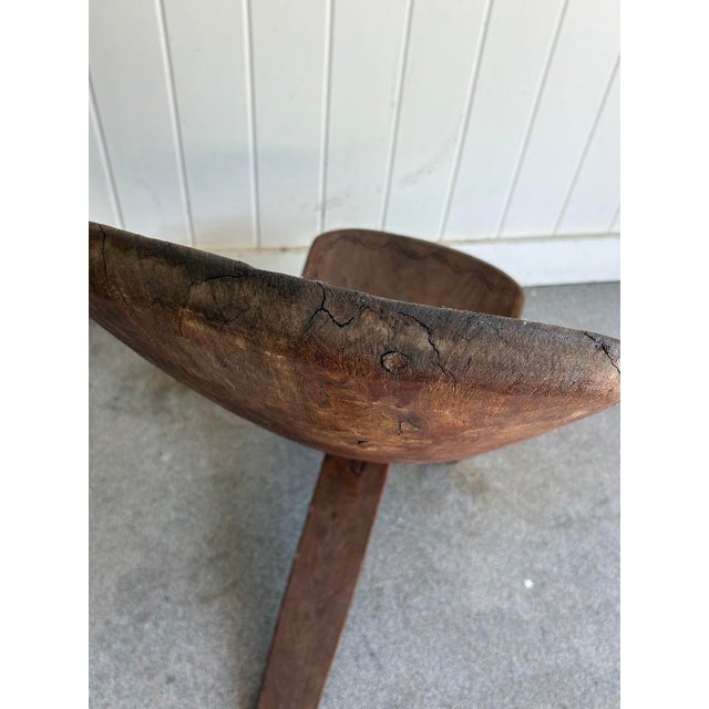 Antique African tribal carved wood birthing chair. Comes apart in 2 pieces as shown. Some surface wear/age to wood...
